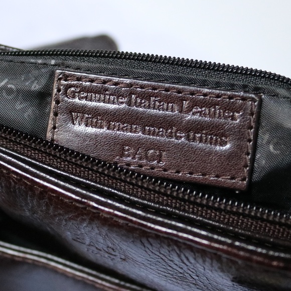 BACI Italian Purse Shoulder Bag Brown Italian Leather & Man Made Trim Fall - Picture 3 of 9